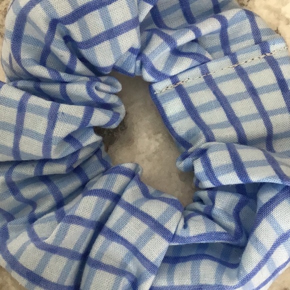 Blue plaid man bun hair scrunchie ponytail custom - Picture 1 of 1